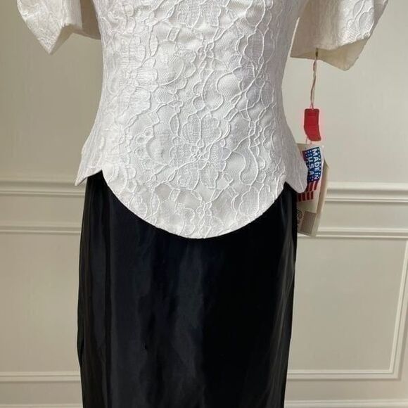 NWT Vintage 80s Susan Rossetti for Vijack Black White Midi Dress Pouf Shoulder 6 - Picture 8 of 12